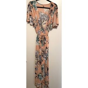 Floral detailed wrap maxi dress